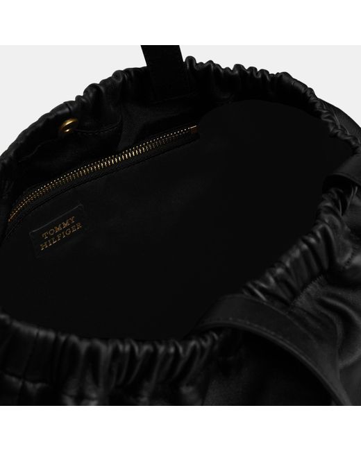 Tommy Hilfiger Black Leather Tote Bag