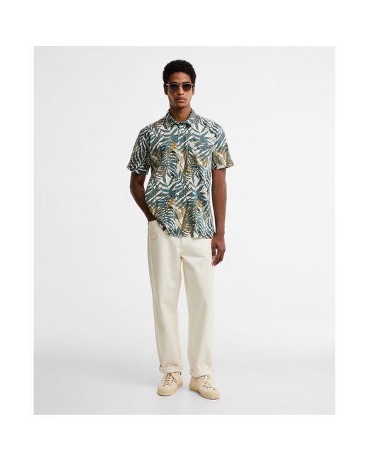 Barbour Green Patterned Short Sleeve Shirt for men
