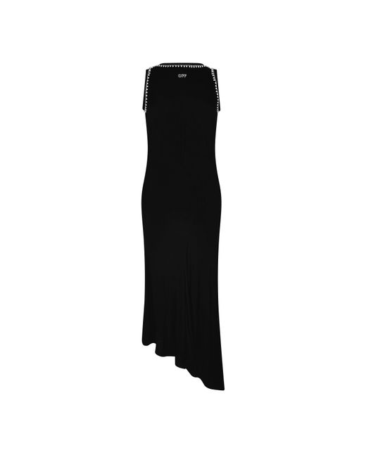 Off-White c/o Virgil Abloh Black Ribbed Semi-Sheer Backless Viscose Maxi Dress