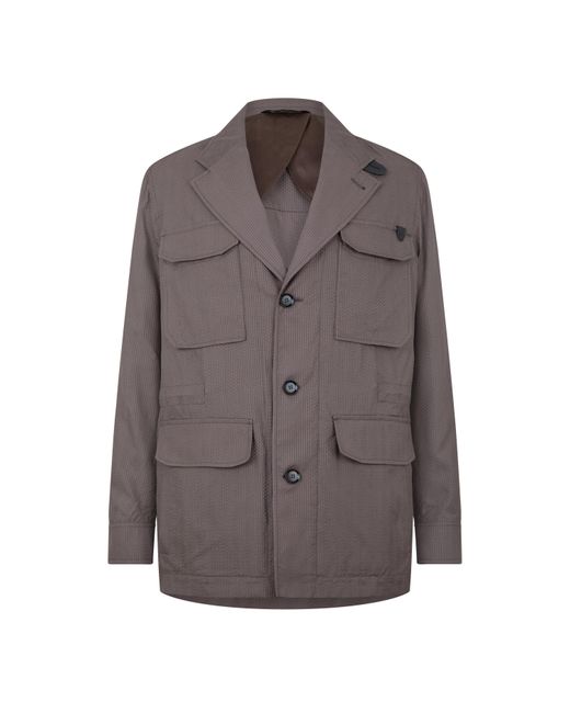 Brioni Brown Seersucker Long Sleeve Blazer for men