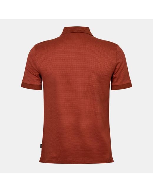 Boss Red H-Parlay Micro-Pattern Cotton Short Sleeve Polo Shirt for men