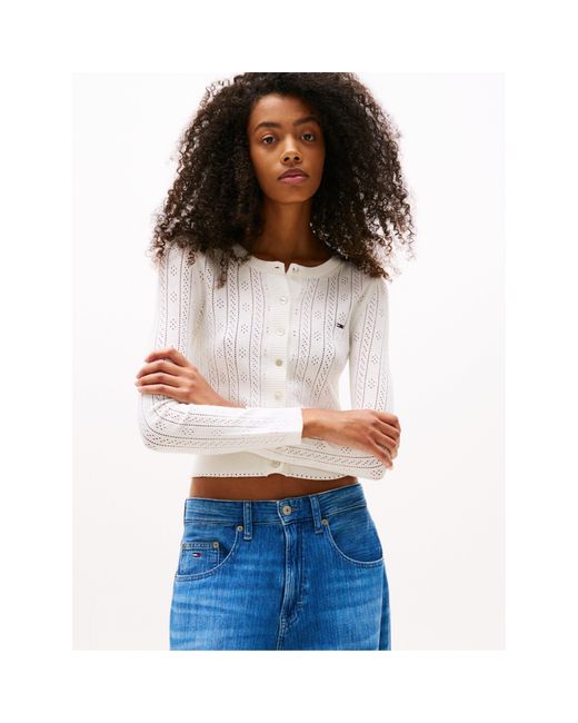 Tommy Hilfiger White Poinelle Cardigan