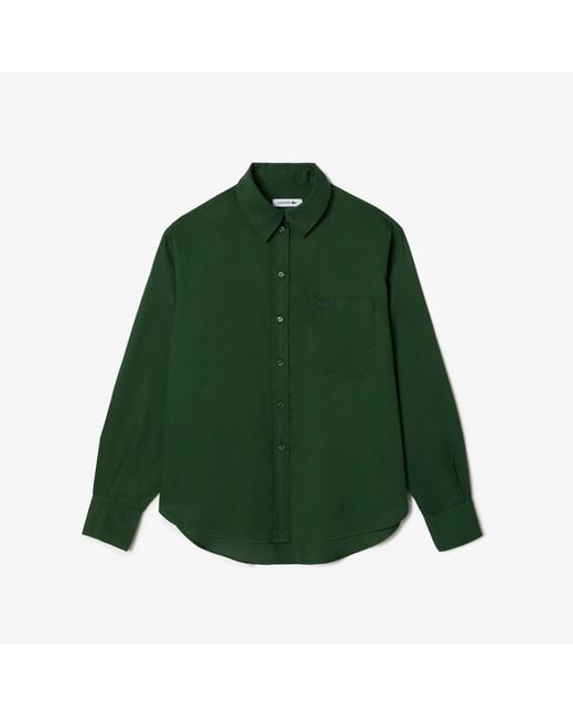 Lacoste Green Flowing Oversized Lyocell Shirt