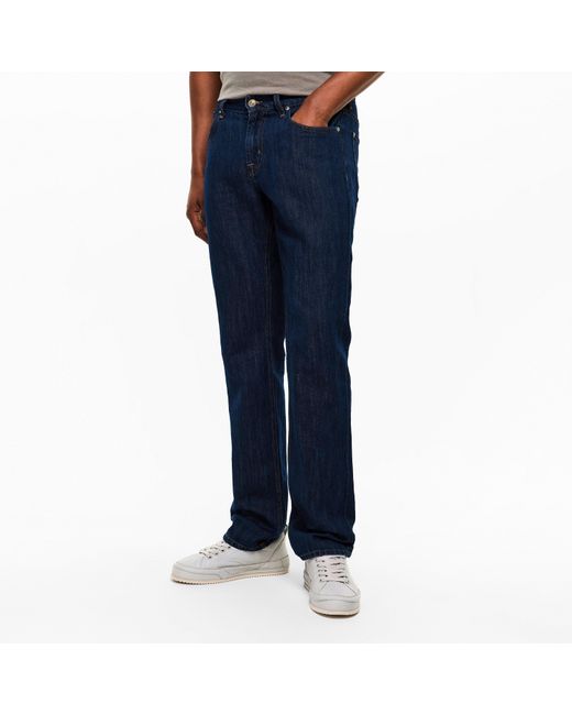 7 For All Mankind Blue Straight Leg Jeans for men