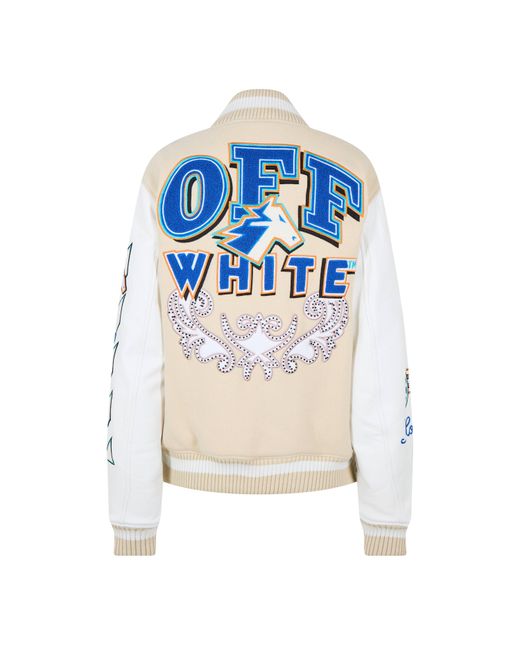 Off-White c/o Virgil Abloh Multicolor Mixed Colours Thunderbolt Varsity Bomber Jacket