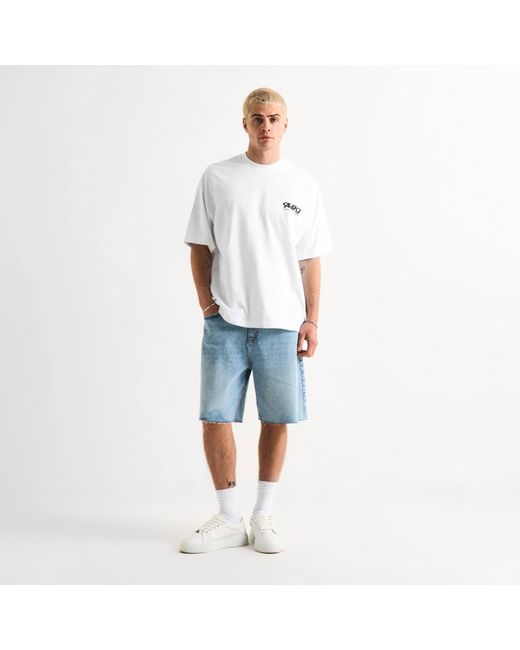 MKI Miyuki-Zoku White Stack Oversized Fit T-Shirt for men