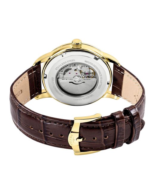 Rotary Metallic Heritage Auto Ss Leather Watch for men