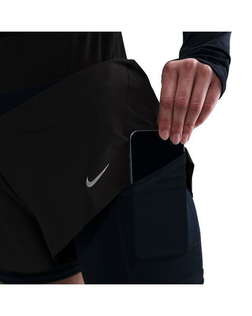 Nike Black Dri-Fit Swift Mid-Rise 3 2-In-1 Shorts