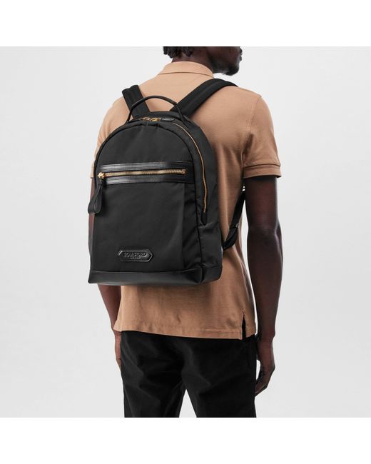 Tom Ford Black Logo Backpack for men