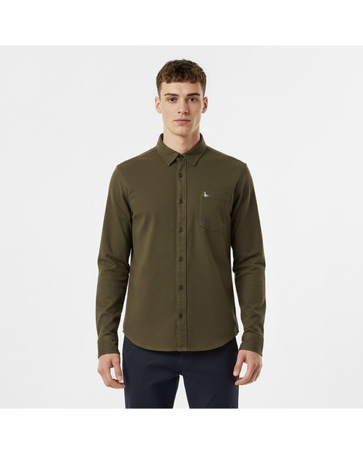 Jack Wills Green Plain Flannel Shirt for men