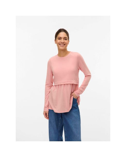 Mama.licious Pink Mama Mlanabella Puff Sleeve Top