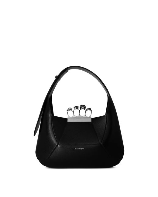 McQueen Black Jewelled Hobo Bag