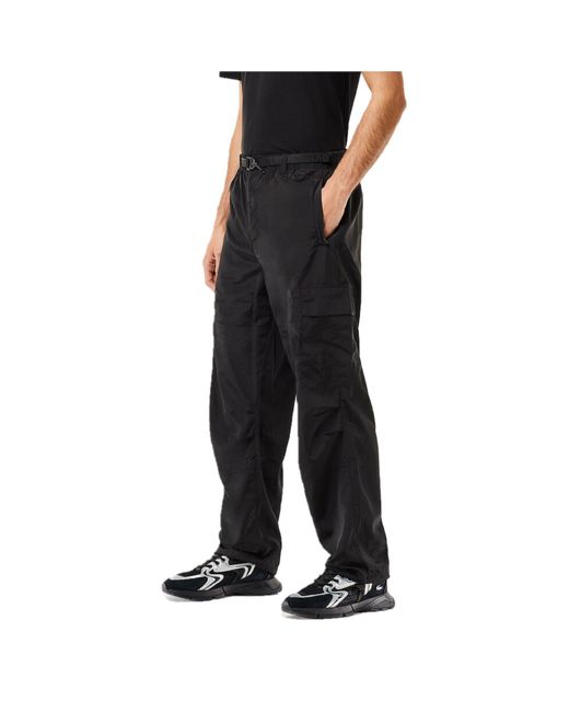 Lacoste Black Open Cuff Woven Relaxed Fit Joggers for men