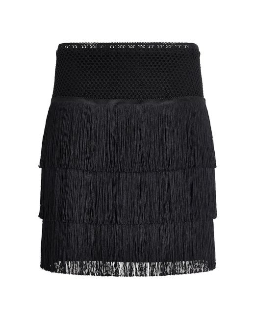 DKNY Black Fringe Mini Skirt
