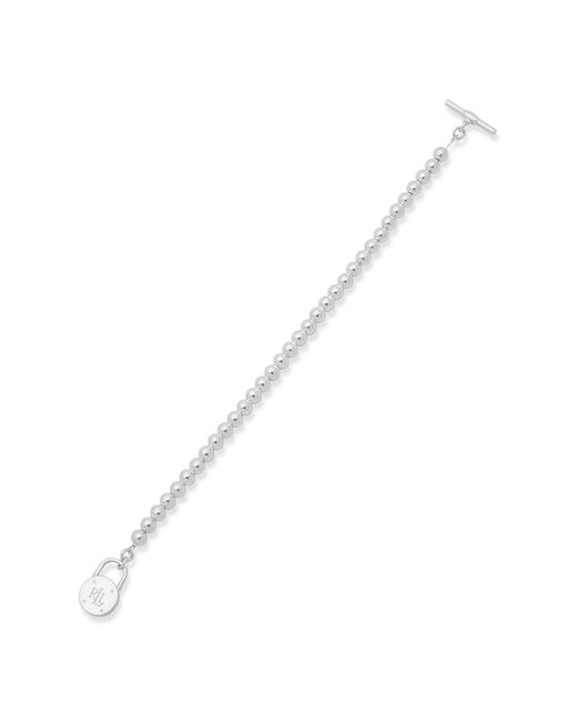 Ralph Lauren Metallic Lauren Sterling Padlock Logo Bracelet
