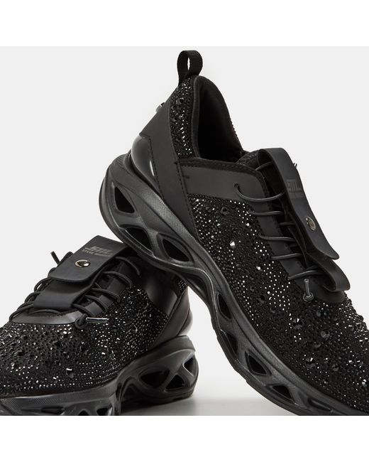 Steve Madden Black Surge 2R Lace-Up Textured Platform Sneakers