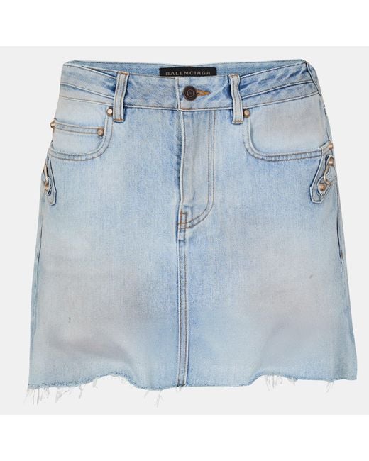 Balenciaga Blue Bal City Mini Denim Skirt