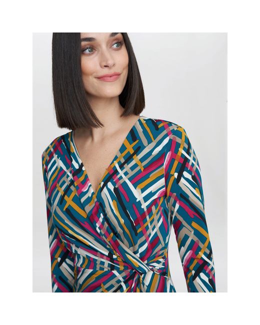 Gina Bacconi Blue Blair Jersey Wrap Dress