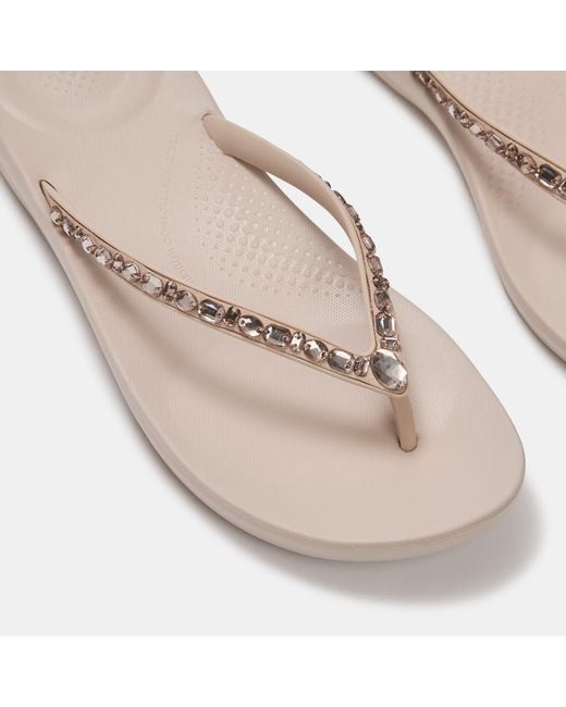 Fitflop Pink Iqushion Multi Crystal Flip Flops