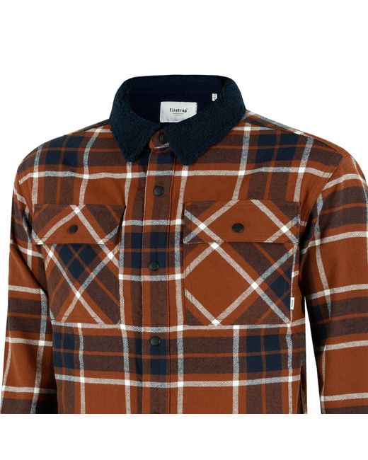 Firetrap Brown Borg Check Overshirt for men