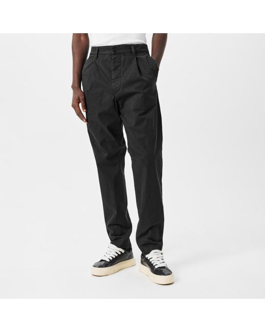 DSquared² Black One Pleat Cotton Straight Leg Trousers for men
