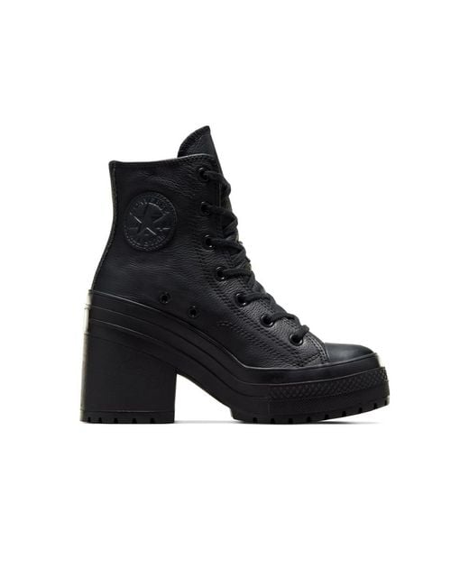 Converse Black Chuck 70 De Luxe Leather Ankle Heeled Boots