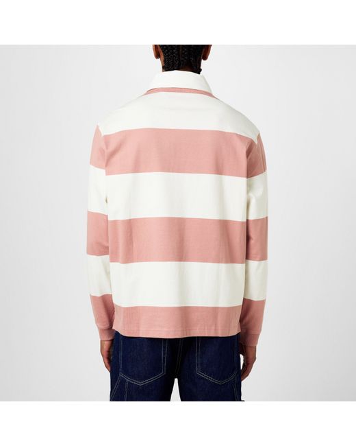 HUGO Pink Diragbi Cotton Short Sleeve Rugby Polo Shirt for men