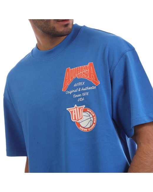 Avirex Blue Mccarren Oversized Fit Oversized T-Shirt for men