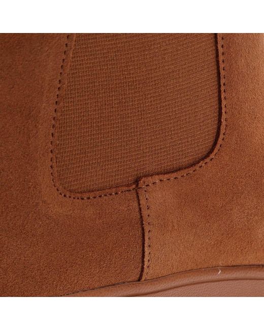 Fitflop Brown F-Mode Suede Flatform Chelsea Boots