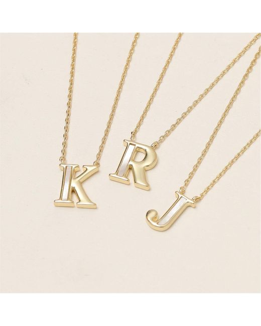 Inicio Metallic 14K Plated And Mother Of Pearl Initial Pendan