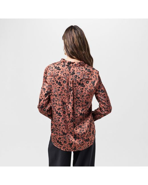 French Connection Brown Jeanie Ennis Satin Long-Sleeve Blouse