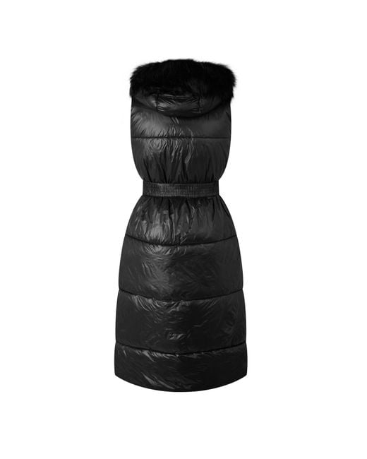 Barbour Black Saskia Quilted Padded Mid-Length Hooded Zip Gilet