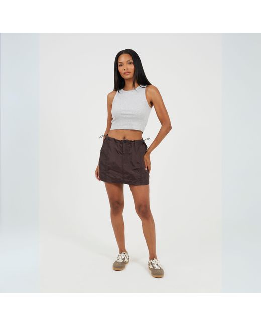 Brave Soul Brown Cargo Mini Skirt With Toggle Waist