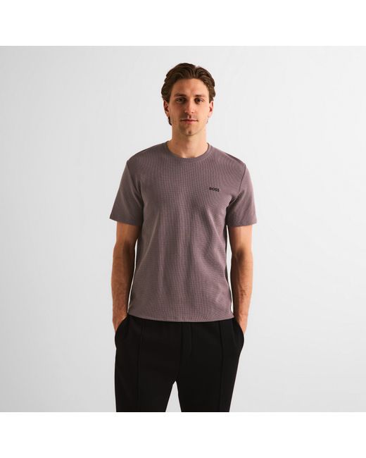 Boss Purple Bodywear Waffle T-Shirt With Structured Design for men