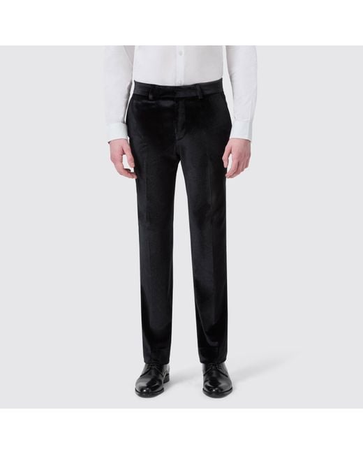 Twisted Tailor Black Sylvester Slim Fit Velvet Tux Trouser for men