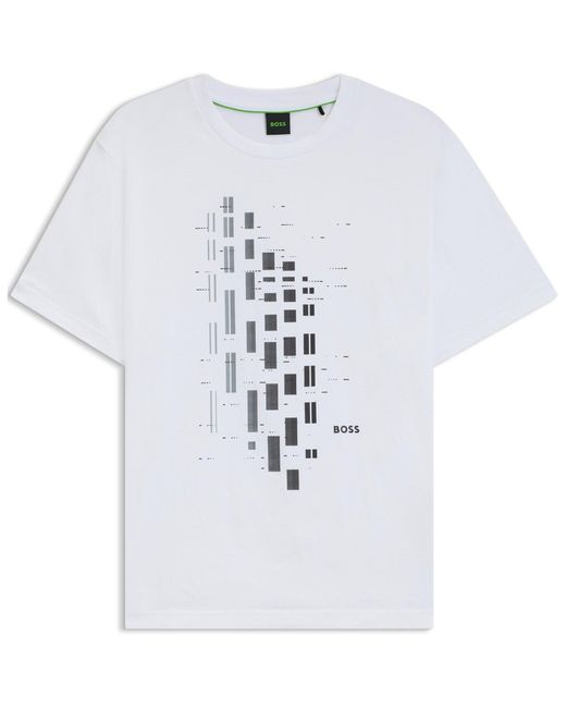Boss White Hbg Grx Degradé Geometric Print T-Shirt for men