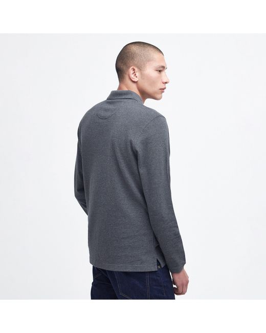 Barbour Blue Essentials Long Sleeve Polo Shirt for men