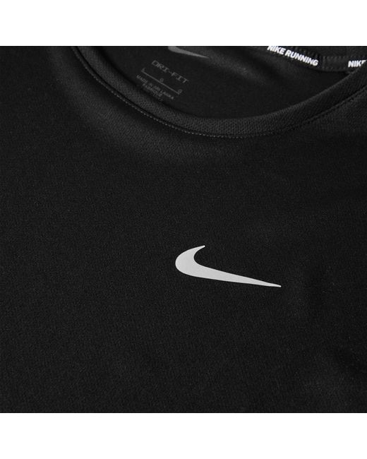 Nike Black Miler Short Sleeve Performance Running T-Shirt for men