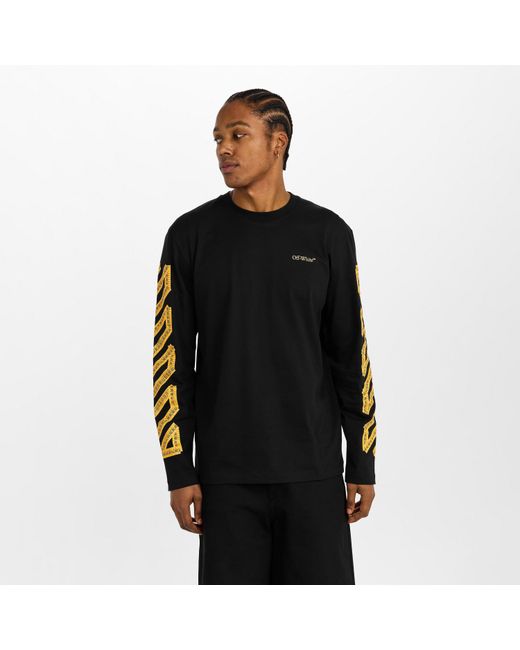 Off-White c/o Virgil Abloh Black Tape Cotton Long Sleeve T-Shirt for men