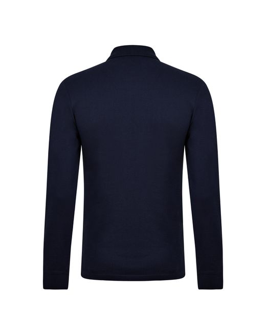 Boss Blue Passerby Premium Cotton Long Sleeve Polo Shirt With Logo Detail for men