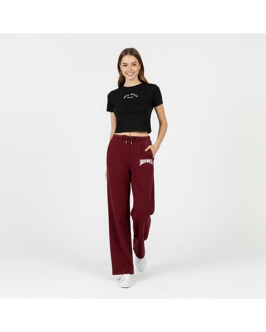 Jack Wills Red Jw Varsity Open Hem Fleece Joggers