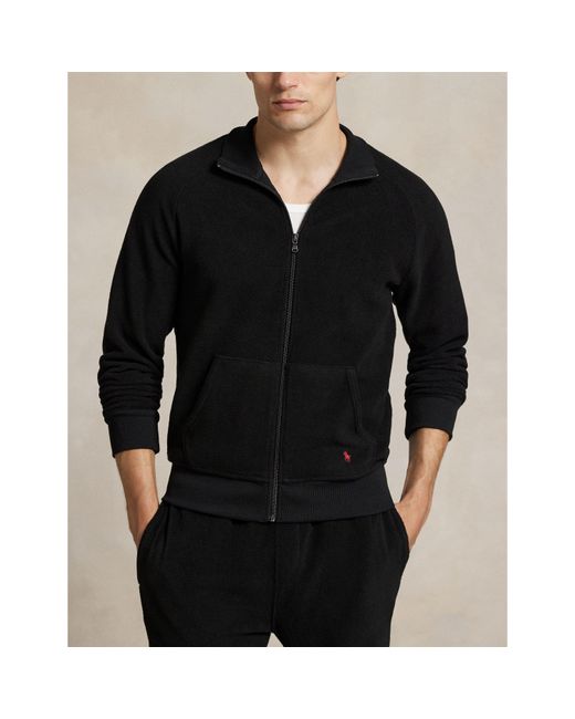 Polo Ralph Lauren Black Lounge Full-Zip Mock Neck Top for men