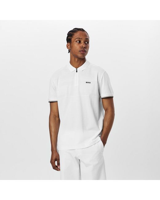 Boss White Philix Pima Cotton Short Sleeve Polo Shirt for men