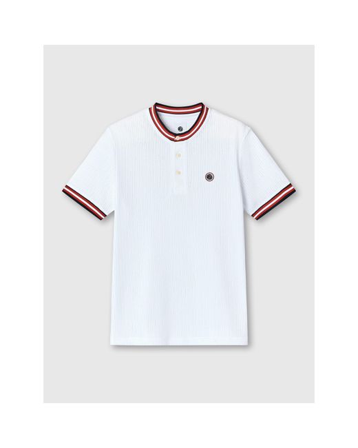 Pretty Green White Pg Cressa Grandad Regular Fit T-Shirt for men