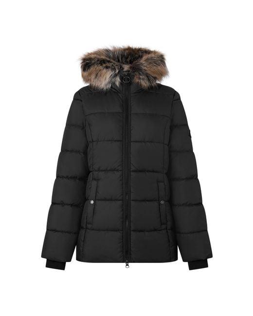Barbour Black Midhurst Quilted Faux Fur Hood Short Puffer Jacket