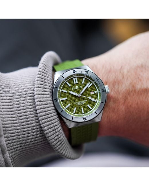 Fortis Green Marinemaster Automatic Stainless Steel 300M Water Resistant Auto Analogue Watch for men