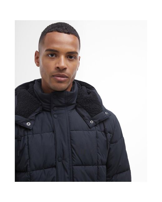 Barbour Blue Gillside Quilted Hooded Short Puffer Jacket for men