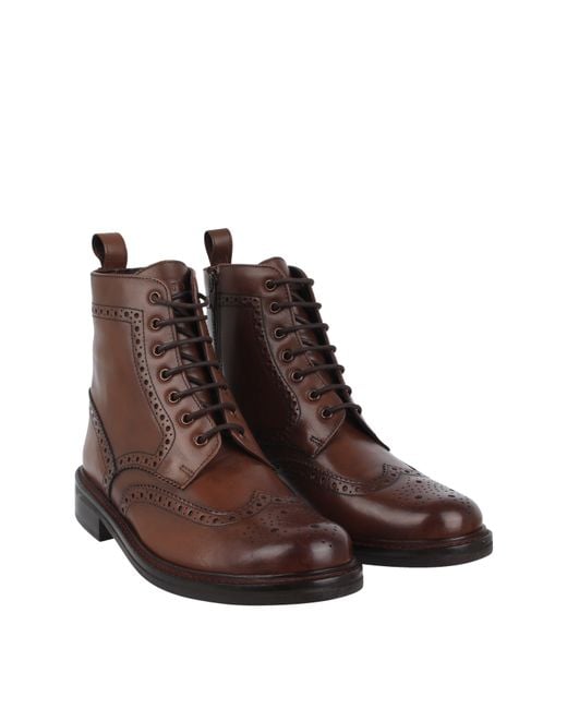 Firetrap Brown Leather Brogue Boots for men