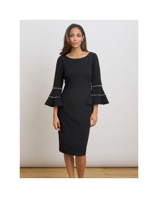 Gina Bacconi Black Ivette Long Sleeve Dress