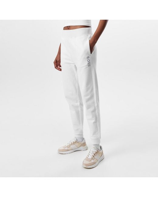Boss White Ejoy Jog Soft Cotton Blend Bottoms